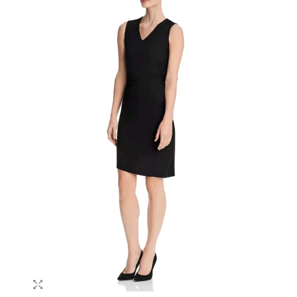 Hugo Boss Erela Sleeveless Ruched Side Black Sheath Dress Med Made in Portugal